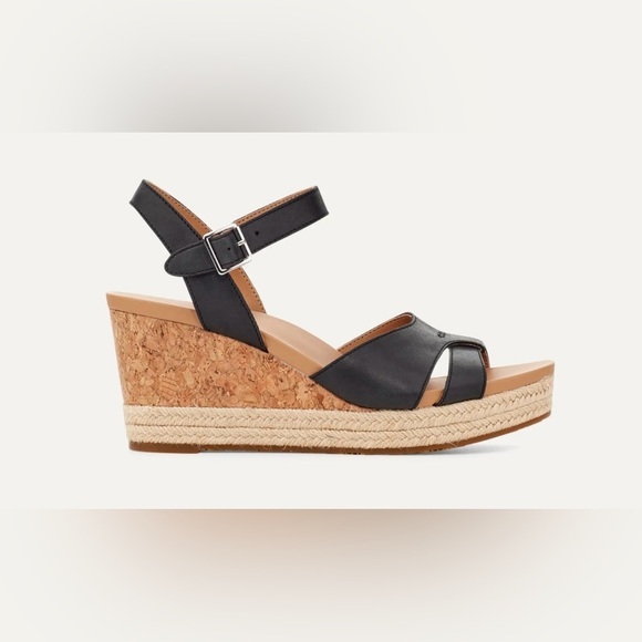 UGG Shoes - UGG|Cloverdale Espadrille Wedge Sandal in black & tan •••Beachy & Boho Size 9